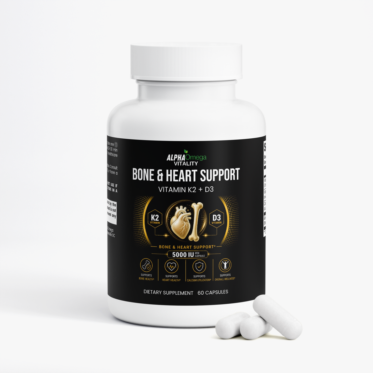 Bone and Heart Support with Vitamin K2 & D3 - 60 Capsules