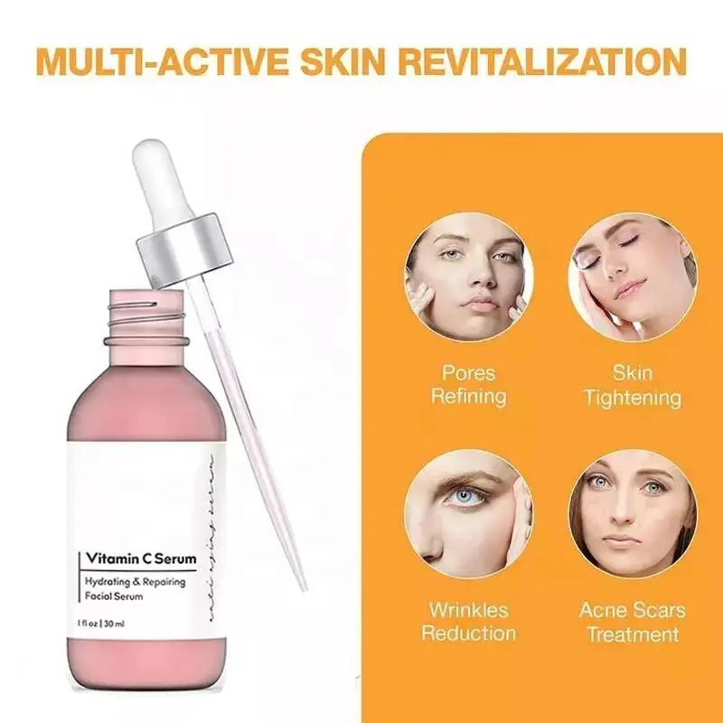 Alpha Omega Vitality premium vitamin C serum for hydrating, refining, and tightening skin with dropper